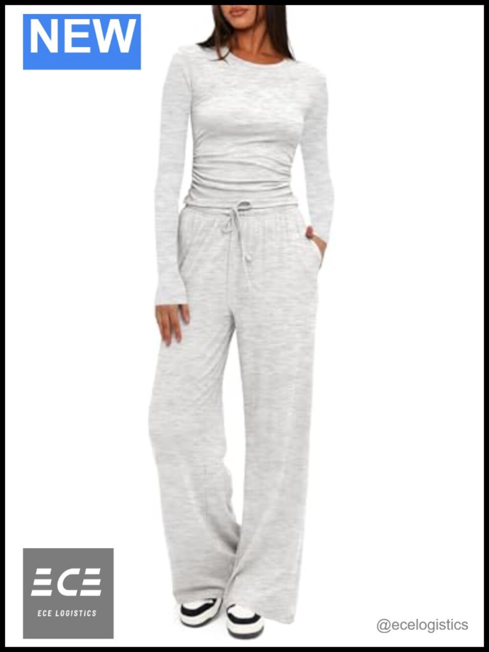 Women's 2 Piece Lounge Set Rayon Spandex Wide Leg Pants WFH Casual Outfit